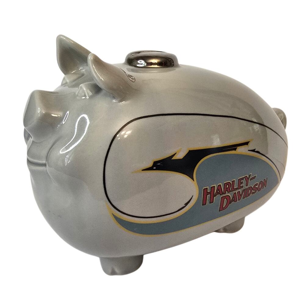 Harley Davidson Gray 1933 Hog Gas Tank Piggy Coin Bank Vintage 1982 Ceramic